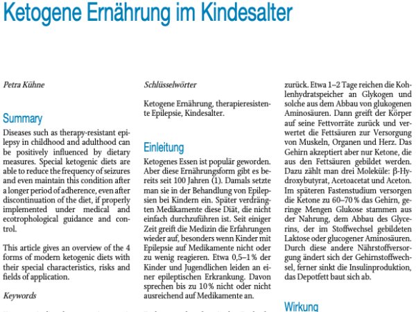 Ketogene Ernährung im Kindesalter