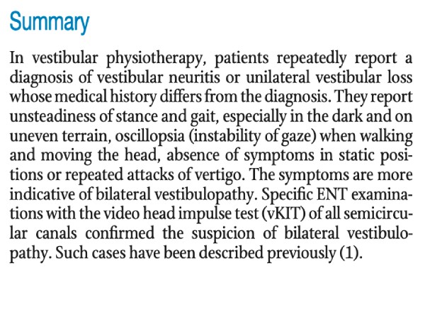 Nicht uni-, sondernbilaterale Vestibulopathie